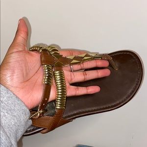Brown Sandal with Gold Embellishments